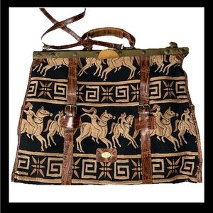 Italian Firenze Leather Messenger Large Handmade Shoulder Strap Bag Tote RARE